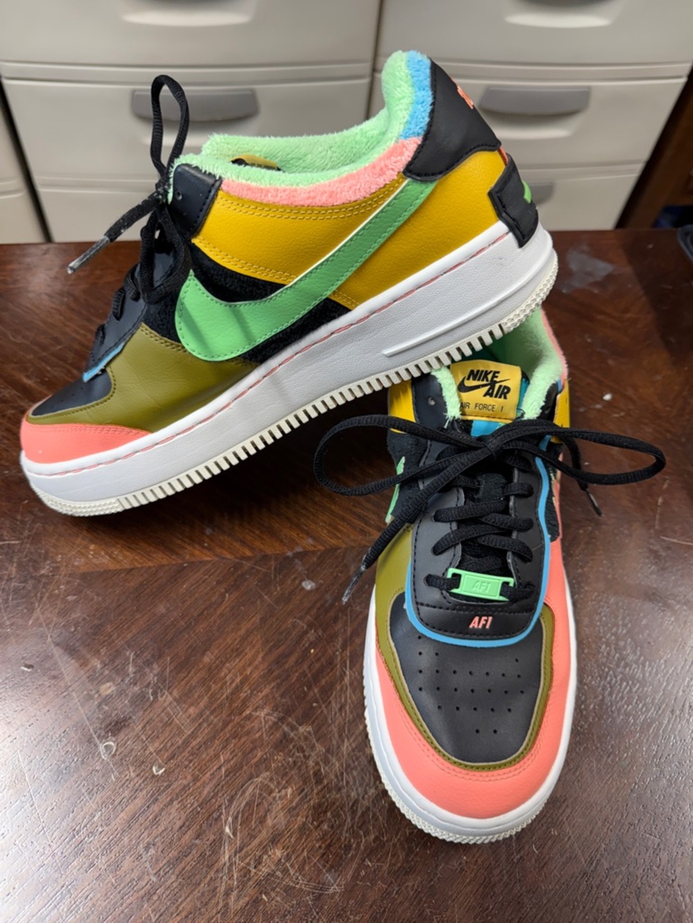 Nike Multicolor Low-Top Sneakers in Black, Yellow, Green and Coral